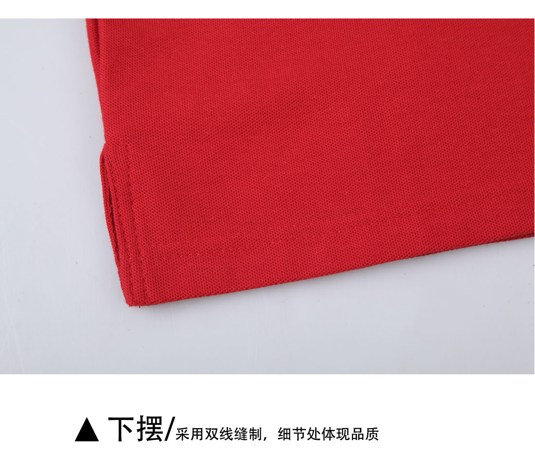 短袖修身T恤工作服 大紅色夏季潮流t恤衫工作服下擺展示